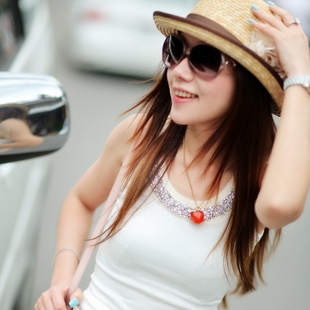 特！天使之城 2012夏季新款打底衣 罗纹串珠吊带背心 女YH3593^@^