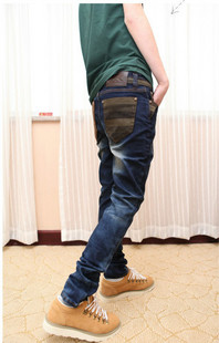 2012新款型男小脚裤毛线口袋装饰 韩版时尚男式牛仔裤 林弯弯